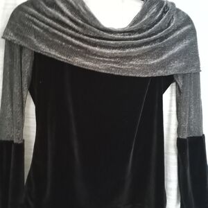 Elegant Black and Silver Velvet Top